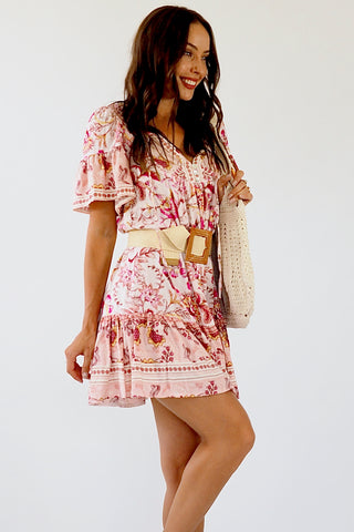 Kali Baby Doll Dress - Pinks/yellow Dresses Sage Collective   