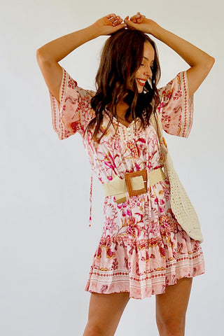 Kali Baby Doll Dress - Pinks/yellow Dresses Sage Collective   