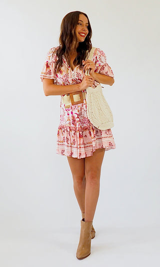 Kali Baby Doll Dress - Pinks/yellow Dresses Sage Collective   