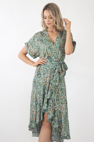 Tash Ruffle Maxi Dress- Green Dresses Sage Collective   