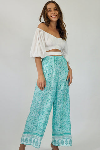 Day Dream Pants - Aqua/Blue Bottoms Sage Collective   
