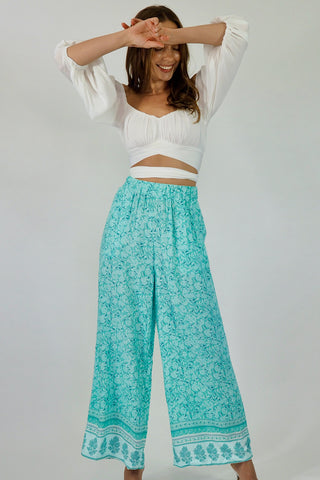 Day Dream Pants - Aqua/Blue Bottoms Sage Collective   