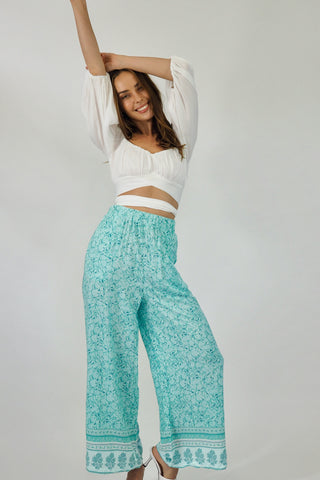 Day Dream Pants - Aqua/Blue Bottoms Sage Collective   