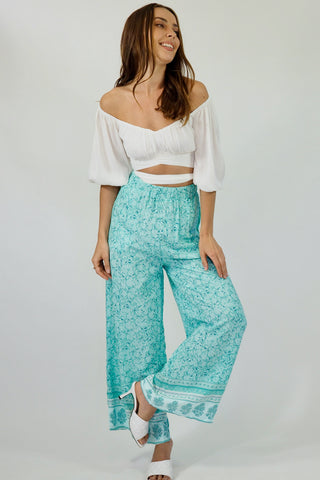 Day Dream Pants - Aqua/Blue Bottoms Sage Collective   