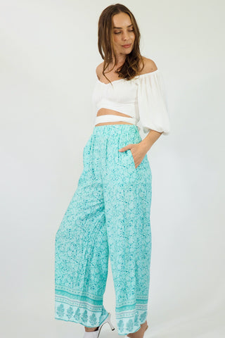 Day Dream Pants - Aqua/Blue Bottoms Sage Collective   