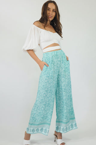 Day Dream Pants - Aqua/Blue Bottoms Sage Collective   