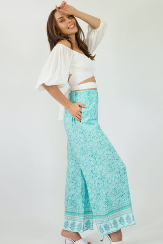 Day Dream Pants - Aqua/Blue Bottoms Sage Collective   