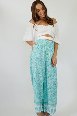 Day Dream Pants - Aqua/Blue Bottoms Sage Collective   