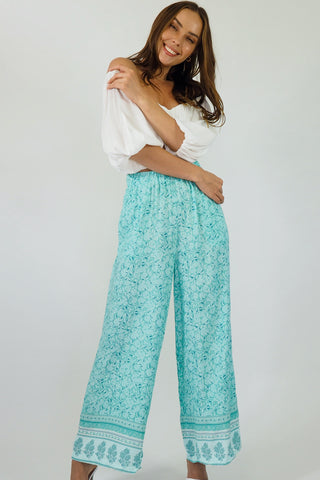 Day Dream Pants - Aqua/Blue Bottoms Sage Collective   