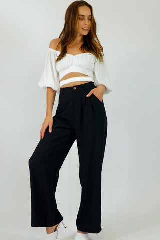 Audrey Wide Leg Pants - Black Bottoms Sage Collective   