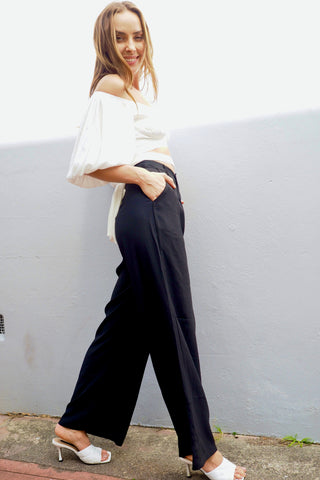 Audrey Wide Leg Pants - Black Bottoms Sage Collective   