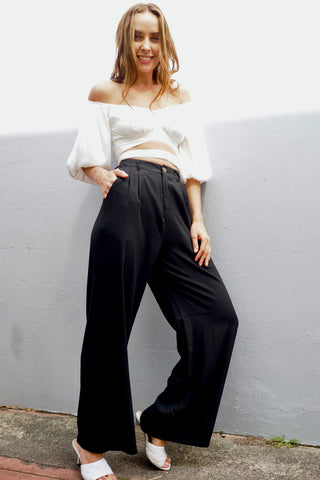 Audrey Wide Leg Pants - Black Bottoms Sage Collective   