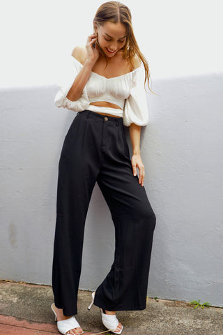 Audrey Wide Leg Pants - Black Bottoms Sage Collective   