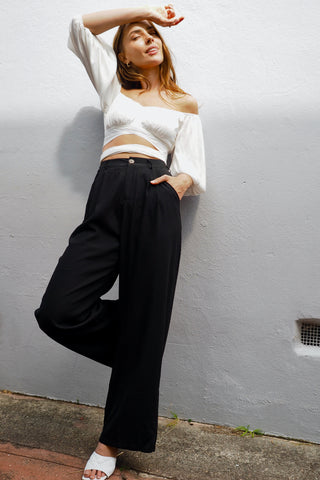 Audrey Wide Leg Pants - Black Bottoms Sage Collective   