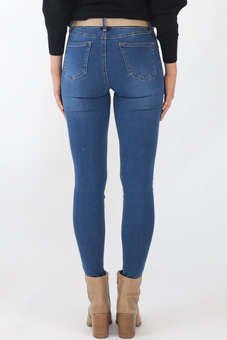 Fitted Ripped denim Jeans - Blue Bottoms Sage Collective   