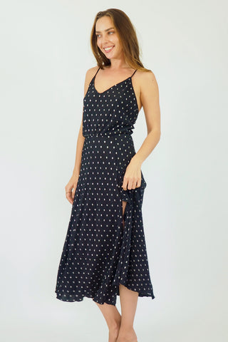 Yasmin Midi Dress - Black/Silver Dresses Sage Collective   