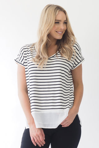 Basics stripe Top - white Tops Sage Collective   