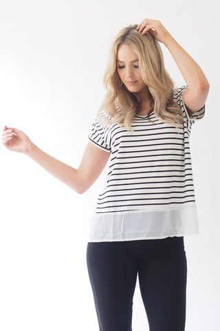 Basics stripe Top - white Tops Sage Collective   
