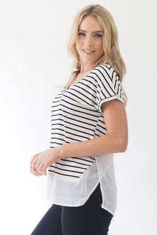 Basics stripe Top - white Tops Sage Collective   