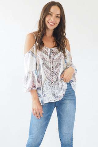 Ava Sparkle top Blue/Yellow Tops Sage Collective   