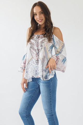 Ava Sparkle top Blue/Yellow Tops Sage Collective   
