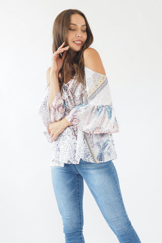 Ava Sparkle top Blue/Yellow Tops Sage Collective   