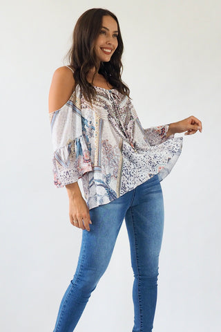 Ava Sparkle top Blue/Yellow Tops Sage Collective   