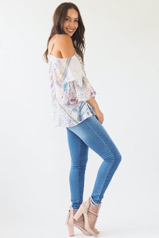 Ava Sparkle top Blue/Yellow Tops Sage Collective   