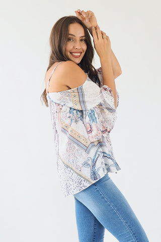 Ava Sparkle top Blue/Yellow Tops Sage Collective   