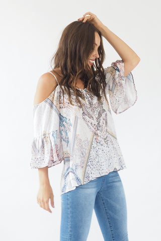 Ava Sparkle top Blue/Yellow Tops Sage Collective   