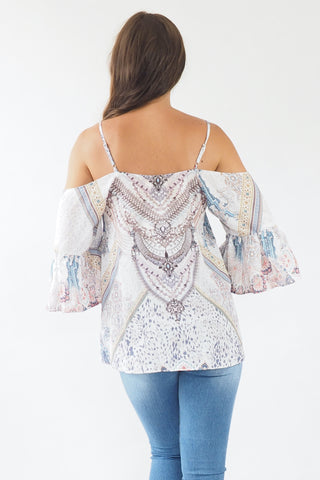 Ava Sparkle top Blue/Yellow Tops Sage Collective   