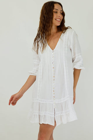 Kaylin Mini Dress - White Dresses Sage Collective   