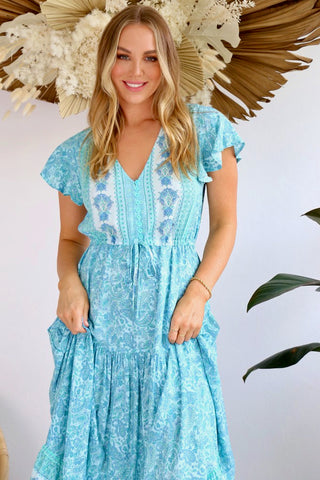 Bella Maxi Dress - Aqua Blue Dresses Sage Collective   