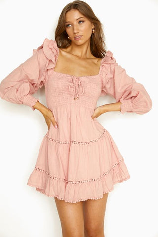 Sarah Mini Dress - Pink Dresses Indikah   