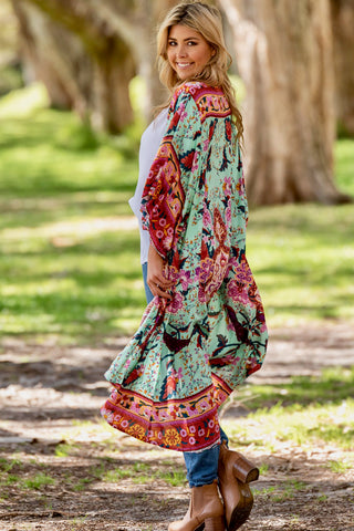 Blossom Kimono - Green/Red kimonos Sage Collective   