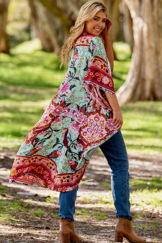 Blossom Kimono - Green/Red kimonos Sage Collective   