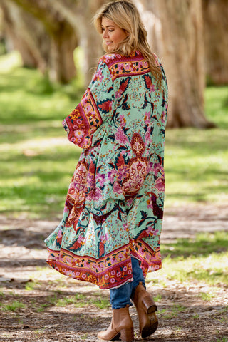 Blossom Kimono - Green/Red kimonos Sage Collective   